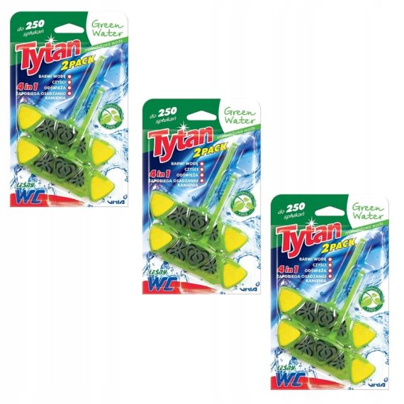 3 x KOSTKA DO WC 4w1 TYTAN GREEN WATER 2x40g