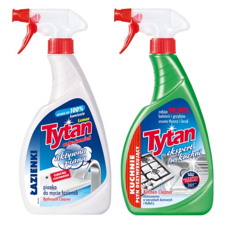 Tytan Pianka Do Mycia Łazienki Spray 500G + Dezynfekujący Płyn Do Czyszczenia Kuchni Spray 500G (2)