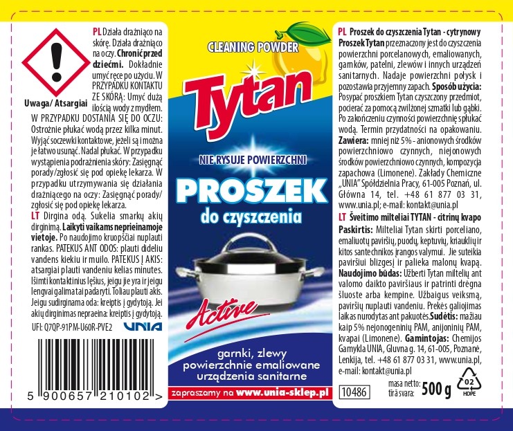 Proszek do czyszczenia Tytan cytrynowy 500 g