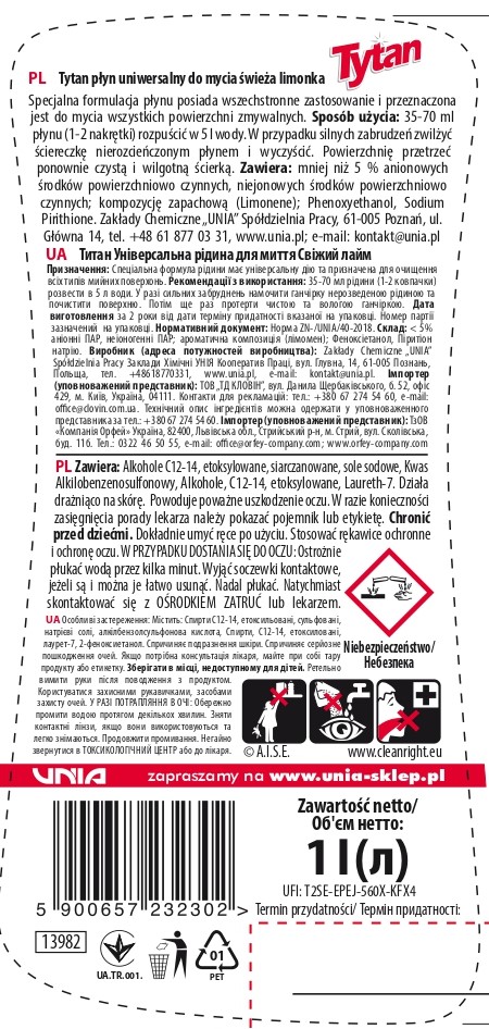 Tytan płyn uniwersalny do mycia świeża limonka 1 l