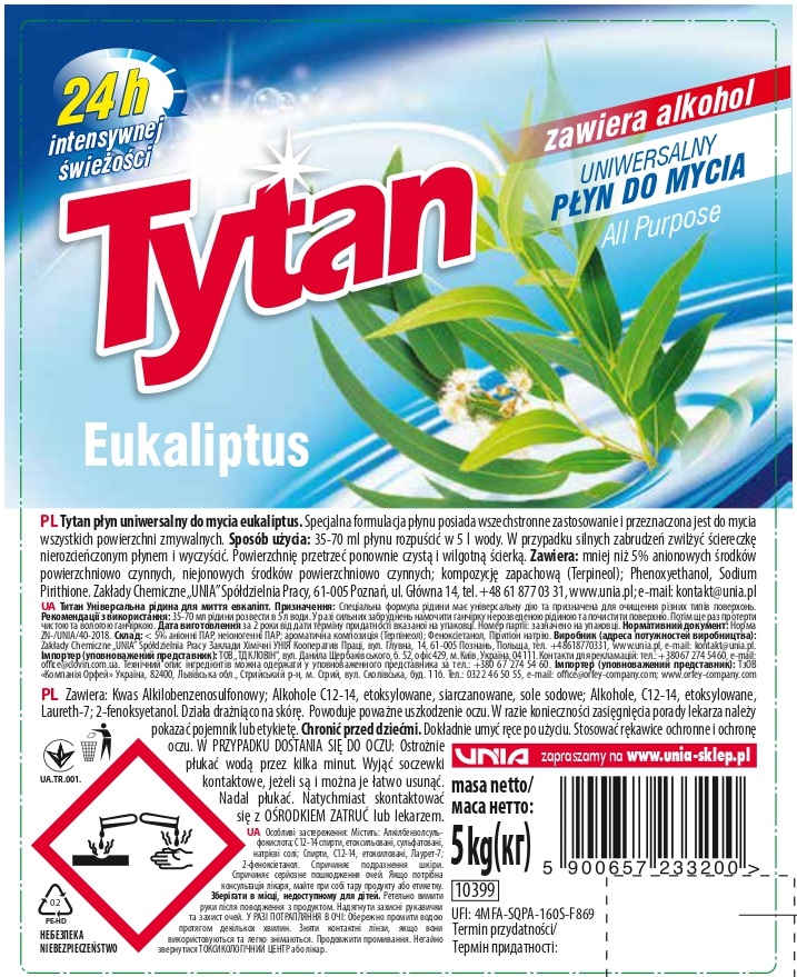 Tytan płyn uniwersalny do mycia eukaliptus 5 kg