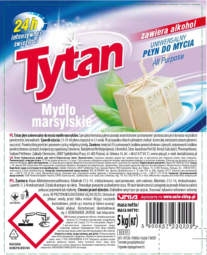 Tytan płyn uniwersalny do mycia mydło marsylskie 5 kg