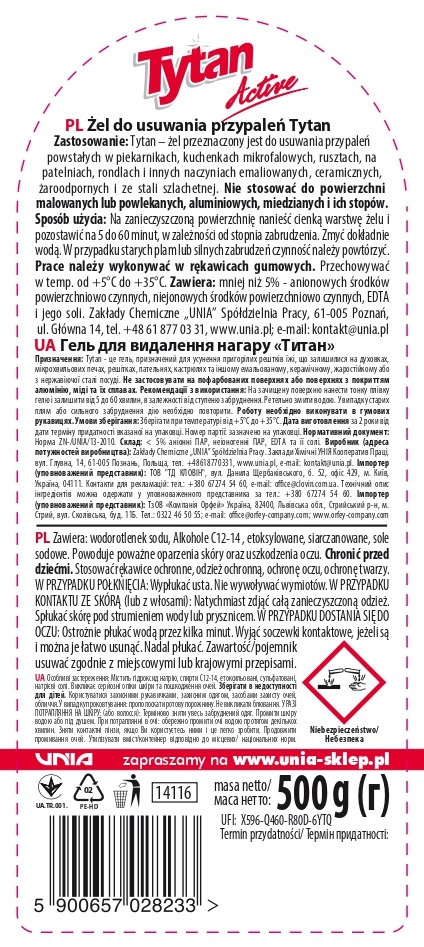 Żel do usuwania przypaleń Tytan 500 g