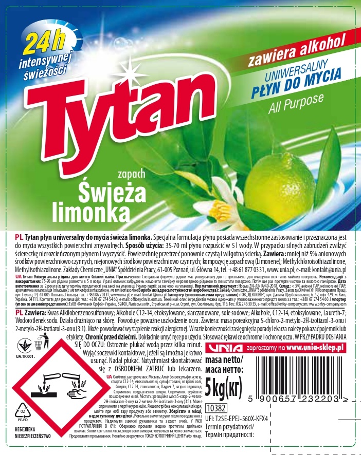 Tytan płyn uniwersalny do mycia świeża limonka 5 kg