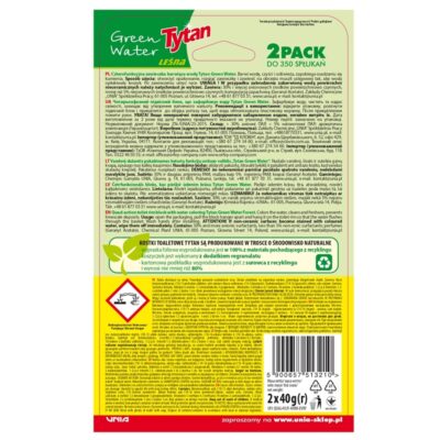 Czterofunkcyjna zawieszka barwiąca wodę Tytan Green Water Leśna 2 x 40 g