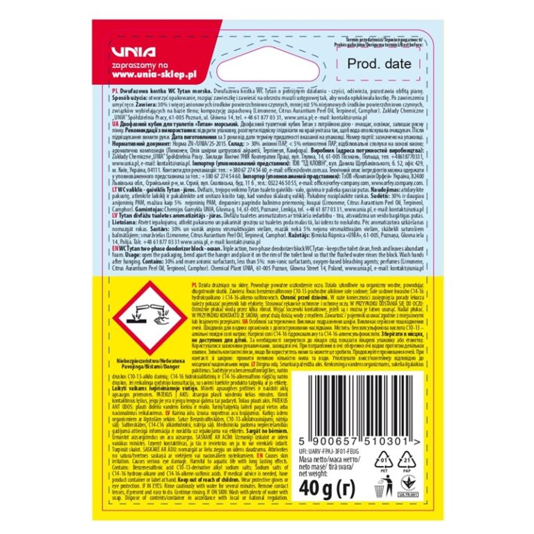 Dwufazowa kostka do WC Tytan morski koszyczek 40 g