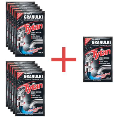 Granulki do udrożniania rur Tytan 40 g saszetka 10 + 1 szt gratis
