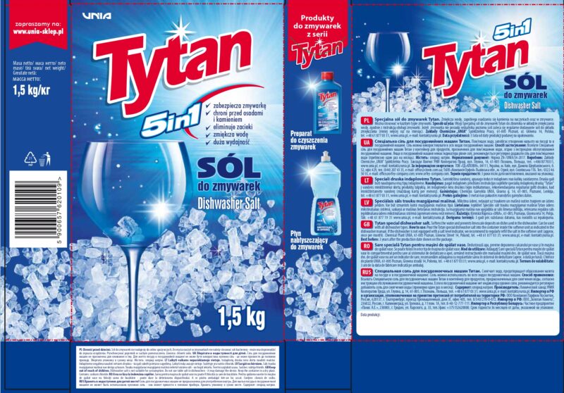 3 x Specjalna sól do zmywarek Tytan 1,5 kg