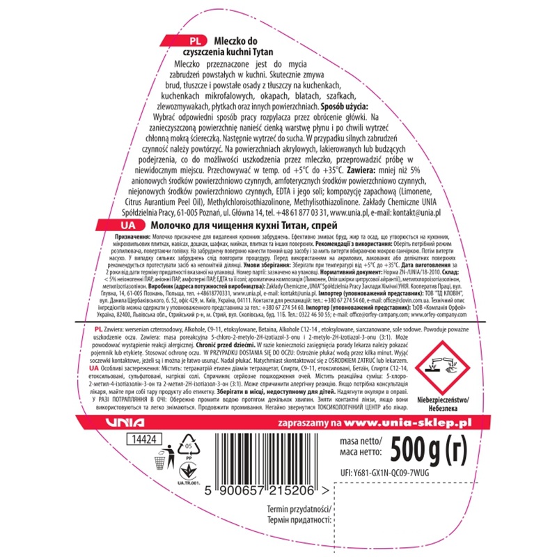 Mleczko do czyszczenia kuchni Tytan spray 500 g
