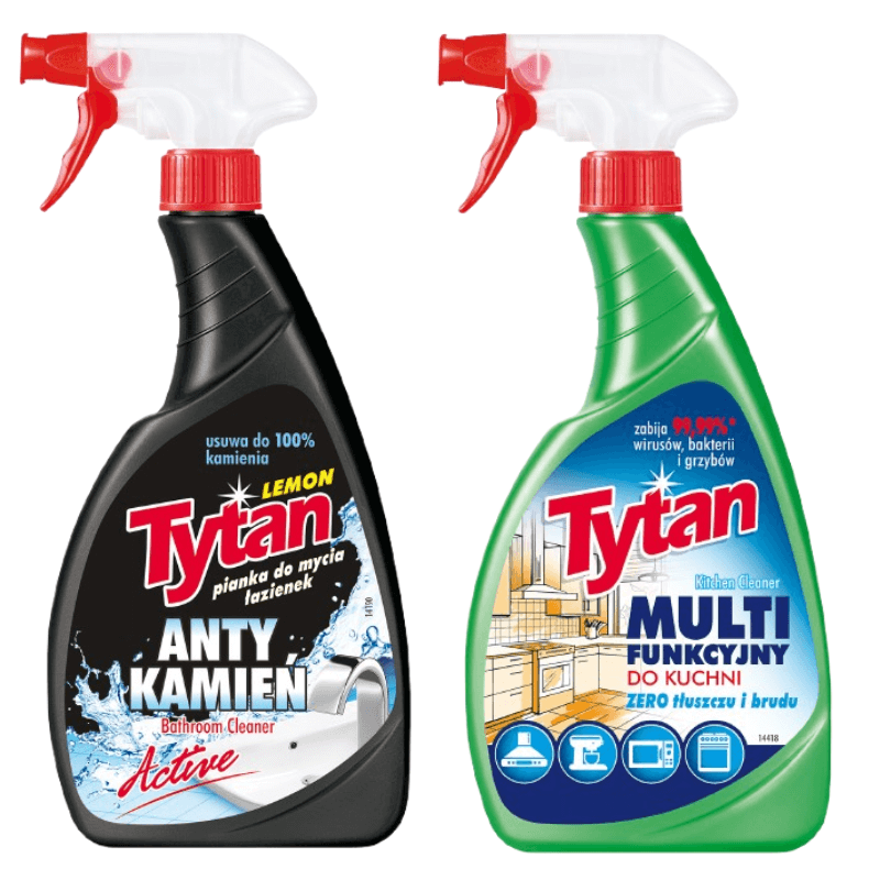 PIANKA DO MYCIA ŁAZIENKI 500g + PŁYN DO KUCHNI TYTAN 500g SPRAY
