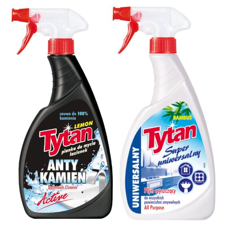 Pianka do mycia łazienek Tytan SPRAY 500g + płyn do czyszczenia SUPER UNIWERSALNY Tytan spray 500g