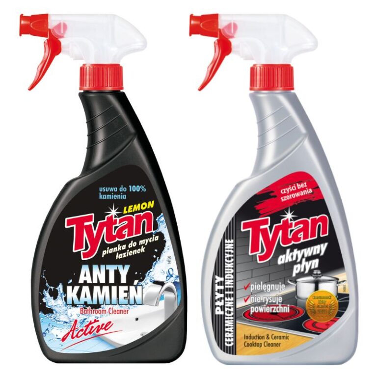 Pianka do mycia łazienek Tytan SPRAY 500g + płyn do czyszczenia płyt ceramicznych i indukcyjnych Tytan spray 500g