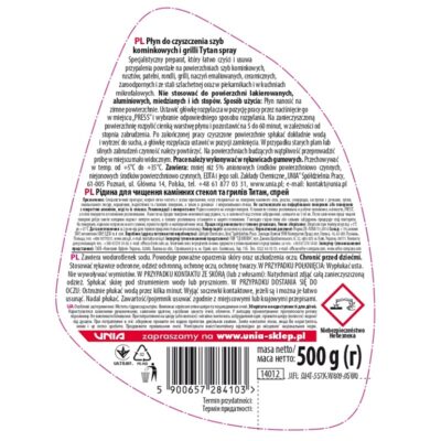 Płyn do czyszczenia szyb kominkowych i grilli Tytan spray 500 g