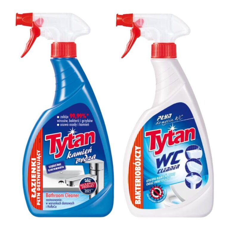 Płyn do mycia łazienek Tytan kamień i rdza spray 500g + Płyn do mycia WC Tytan spray 500g sklep