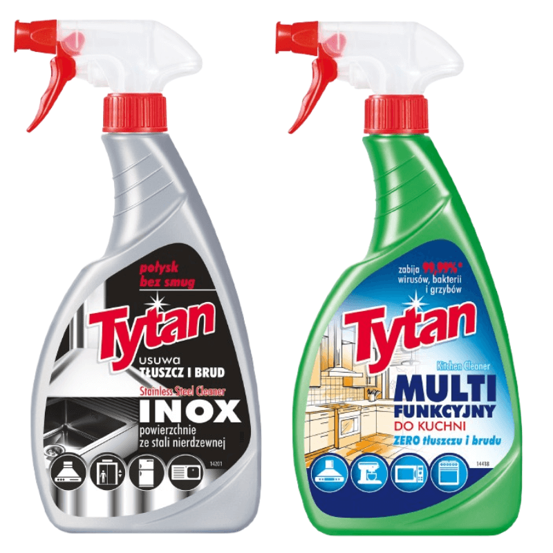 Produkt Tytan Płyn do mycia Stali Nierdzewnej INOX 500g spray + Kuchni 500g spray