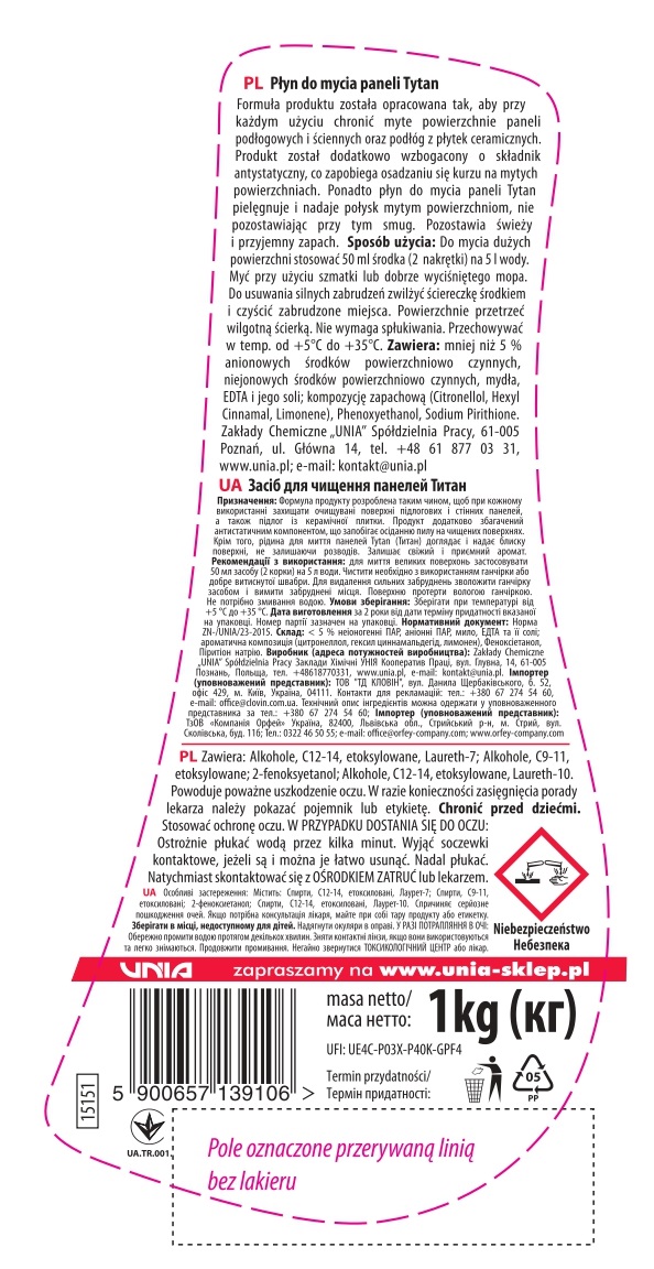 3 x Płyn do mycia paneli antystatyczny Tytan 1 kg