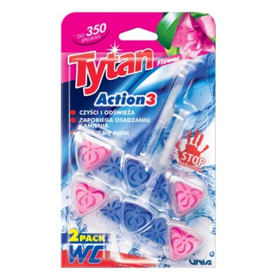 3w1 KOSTKA TOALETOWA WC TYTAN ACTION FLOWER 2x40g