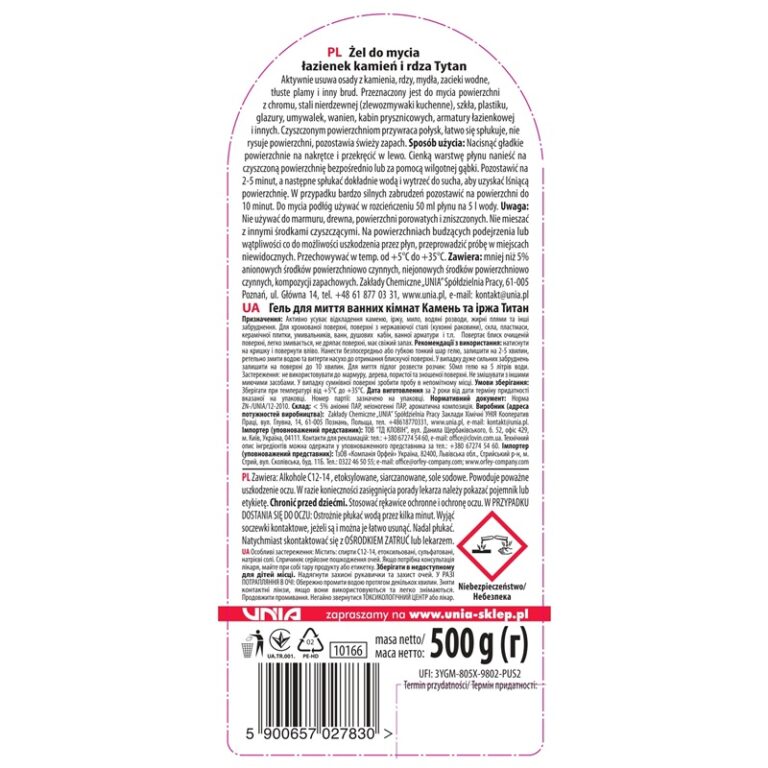 Żel do mycia łazienek Tytan kamień i rdza 500 g