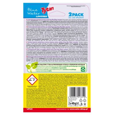 Czterofunkcyjna zawieszka barwiąca wodę Tytan Blue Water Lawenda 2 x 40 g