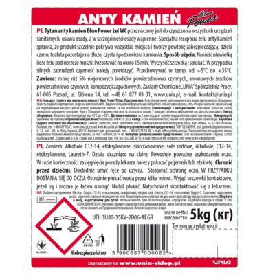 Żel do WC Tytan anty kamień Blue Power 5 kg