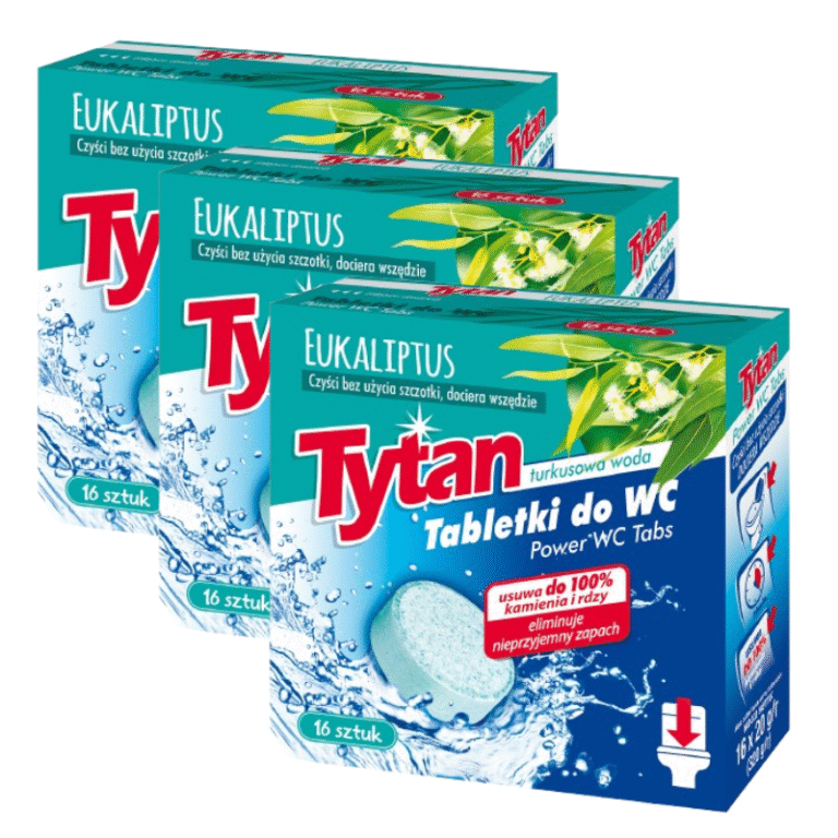 3 x Tabletki do czyszczenia WC Tytan Power Tabs 16szt MEGA PAKIET