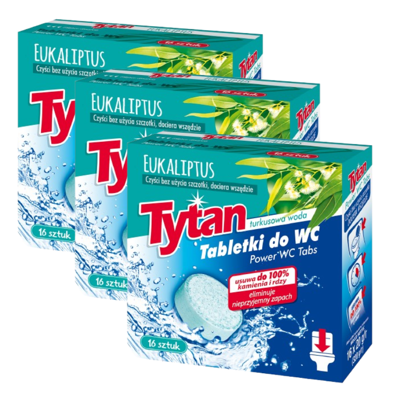 Produkt 3 x Tabletki do czyszczenia WC Tytan Power Tabs 16szt MEGA PAKIET