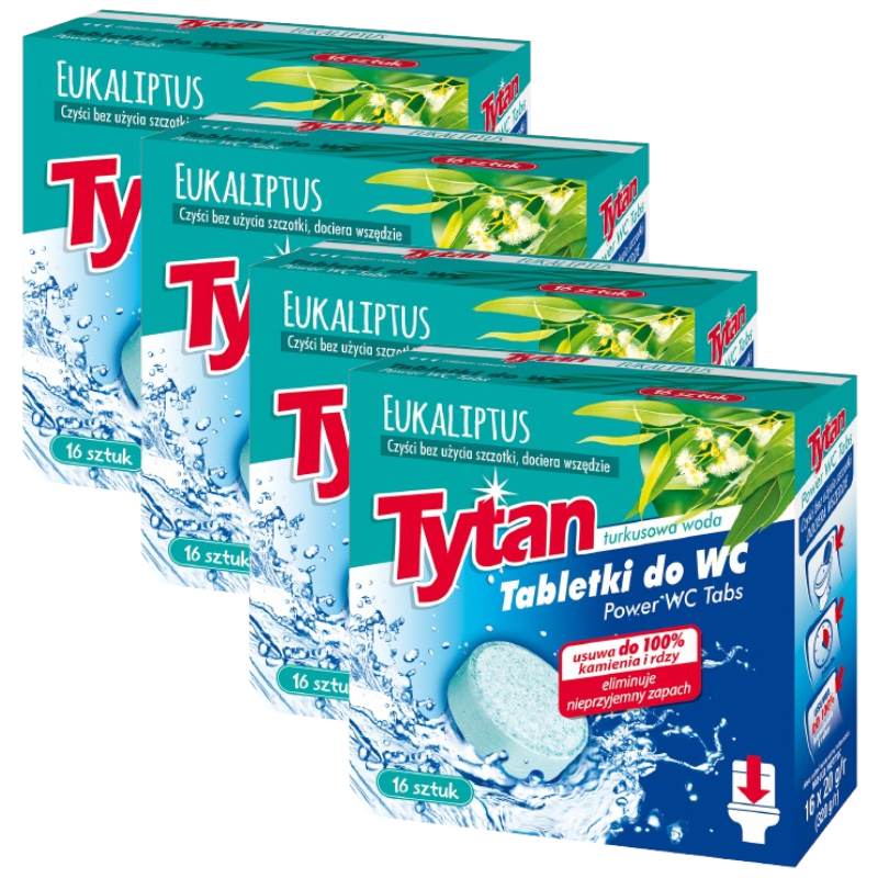 Produkt 4 x Tabletki do czyszczenia toalety WC Tytan Power Tabs 16szt HIPER PAKIET
