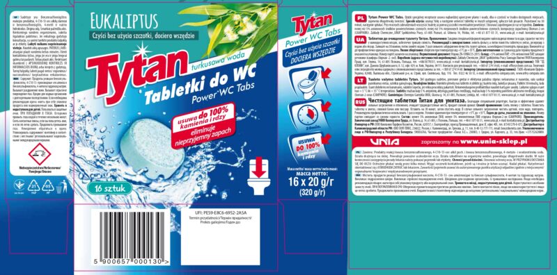 3 x Tabletki do czyszczenia WC Tytan Power Tabs 16szt MEGA PAKIET