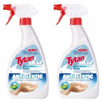 2 x Dezynfekujący płyn do rąk i powierzchni Tytan Anti Septic spray 500ml