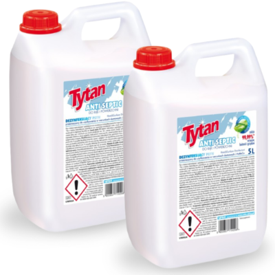 2 x Dezynfekujący płyn do rąk i powierzchni Tytan Anti Septic kanister 5l