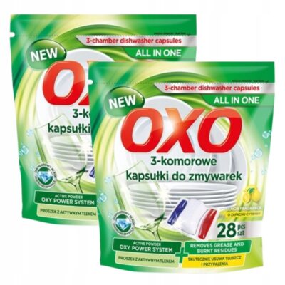 2 x Oxo 3-komorowe kapsułki do zmywarek – 28 szt w opakowaniu SKUTECZNE
