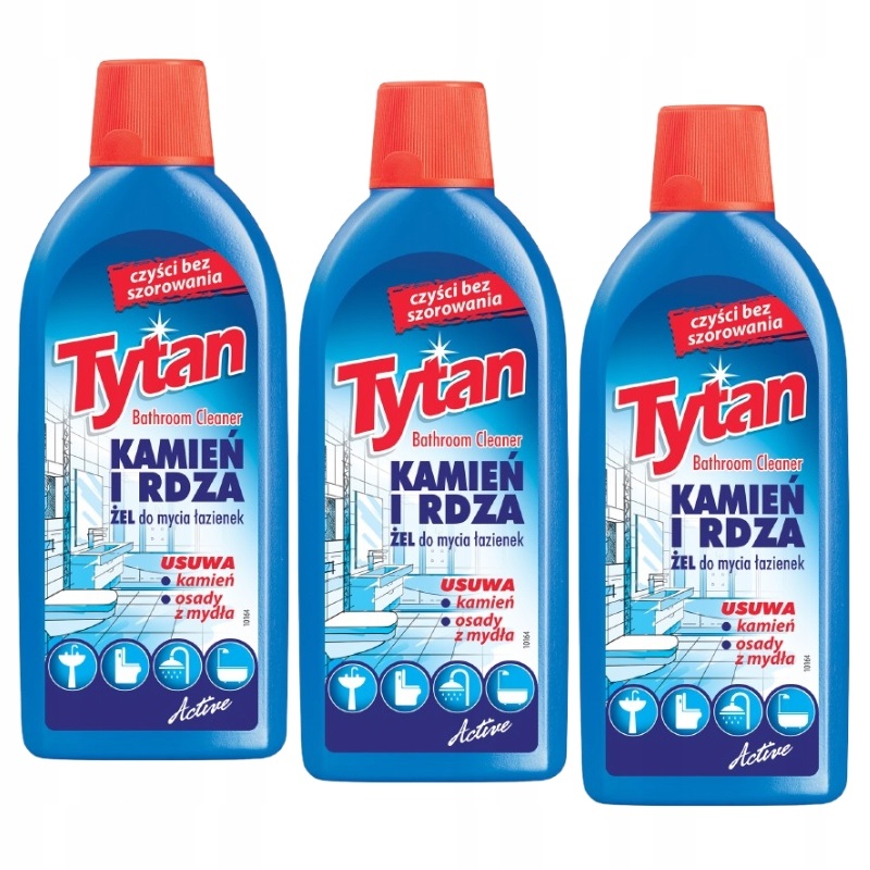 Produkt 3 x Mocny żel do mycia łazienki Tytan 500g – usuwa osady, kamień, rdzę