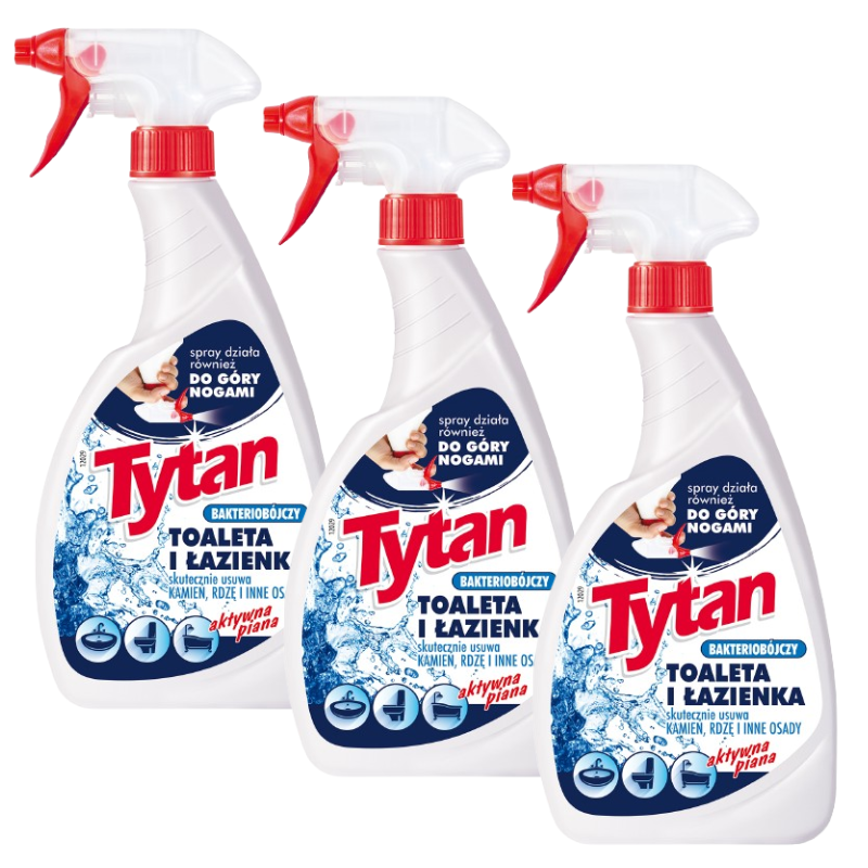 Produkt 3 x Płyn do mycia WC Tytan bakteriobójczy spray działa do góry nogami 500g