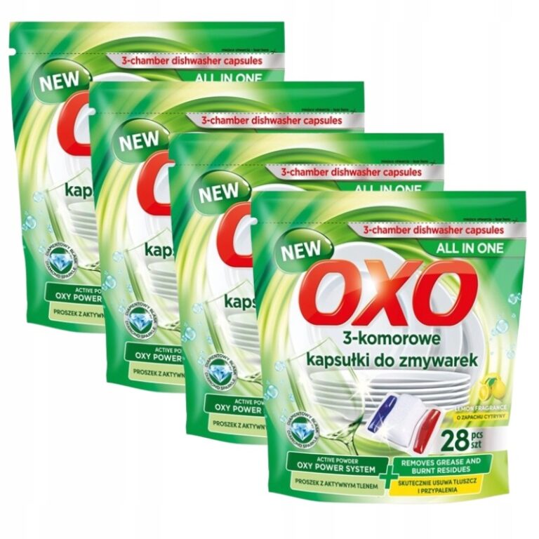 4 x Oxo 3-komorowe kapsułki do zmywarek – 28 szt w opakowaniu SKUTECZNE