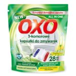 Kapsułki do zmywarki OXO z aktywnym tlenem 28szt cytrynowe 3-komorowe