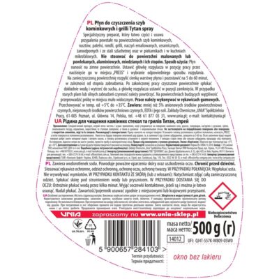 Płyn do czyszczenia szyb kominkowych i grilli Tytan spray 500 g