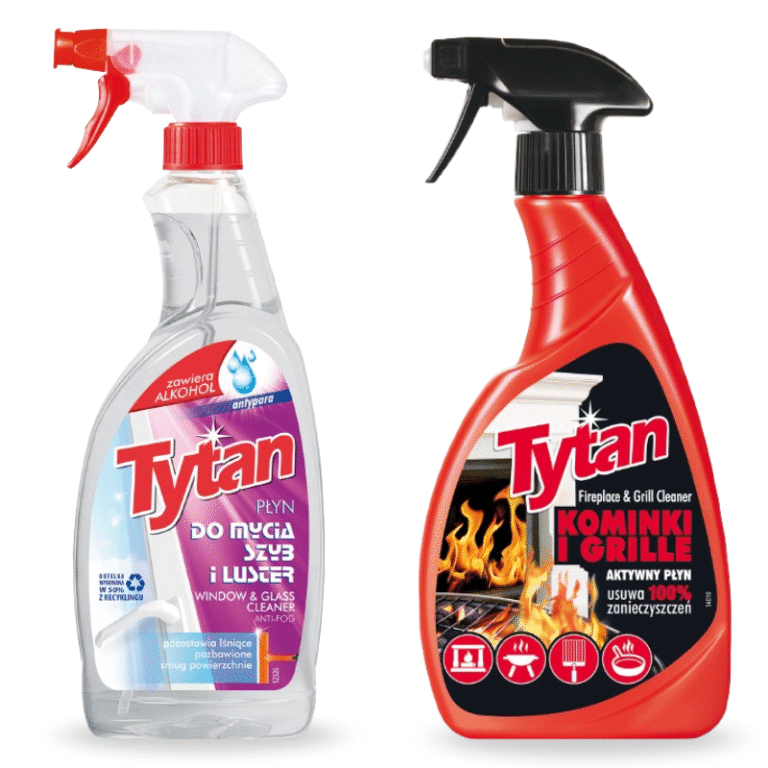 Płyn do czyszczenia szyb kominkowych i grilli Tytan spray 500 g + Płyn do mycia szyb antypara Tytan spray 750 ml