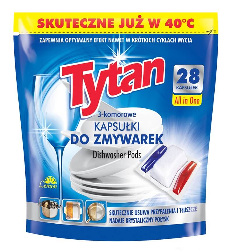 Produkt Tytan kapsułki do zmywarki All In One Lemon – 28 szt
